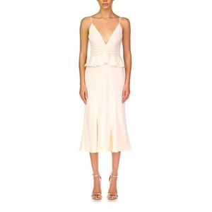 NWT Monique Lhuillier Cream Concertina Midi Dress